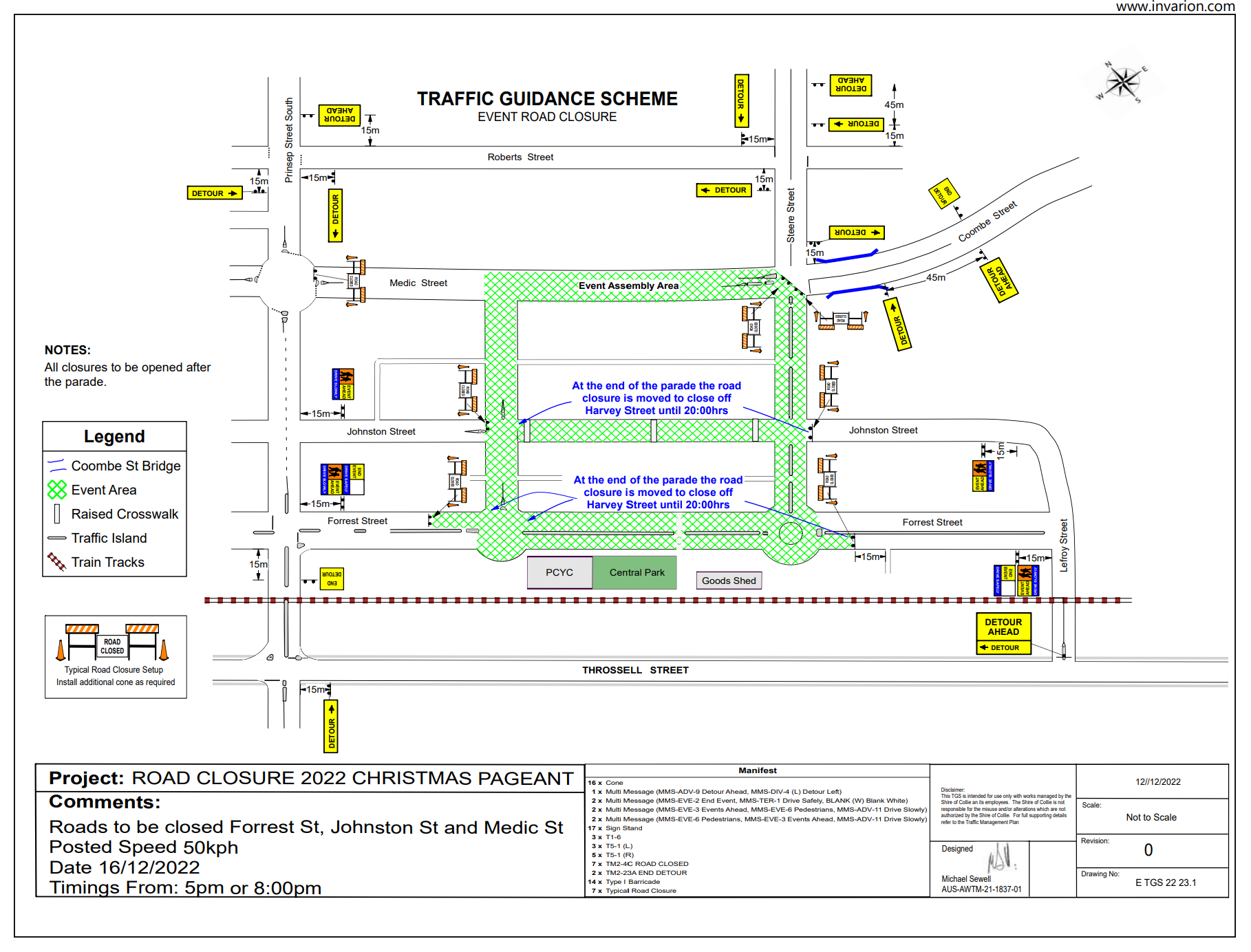 Road Closures for Christmas Pageant Shire of Collie